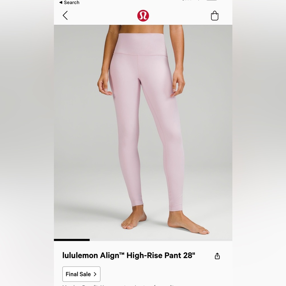 Lululemon align size 6 light pink leggings NWT